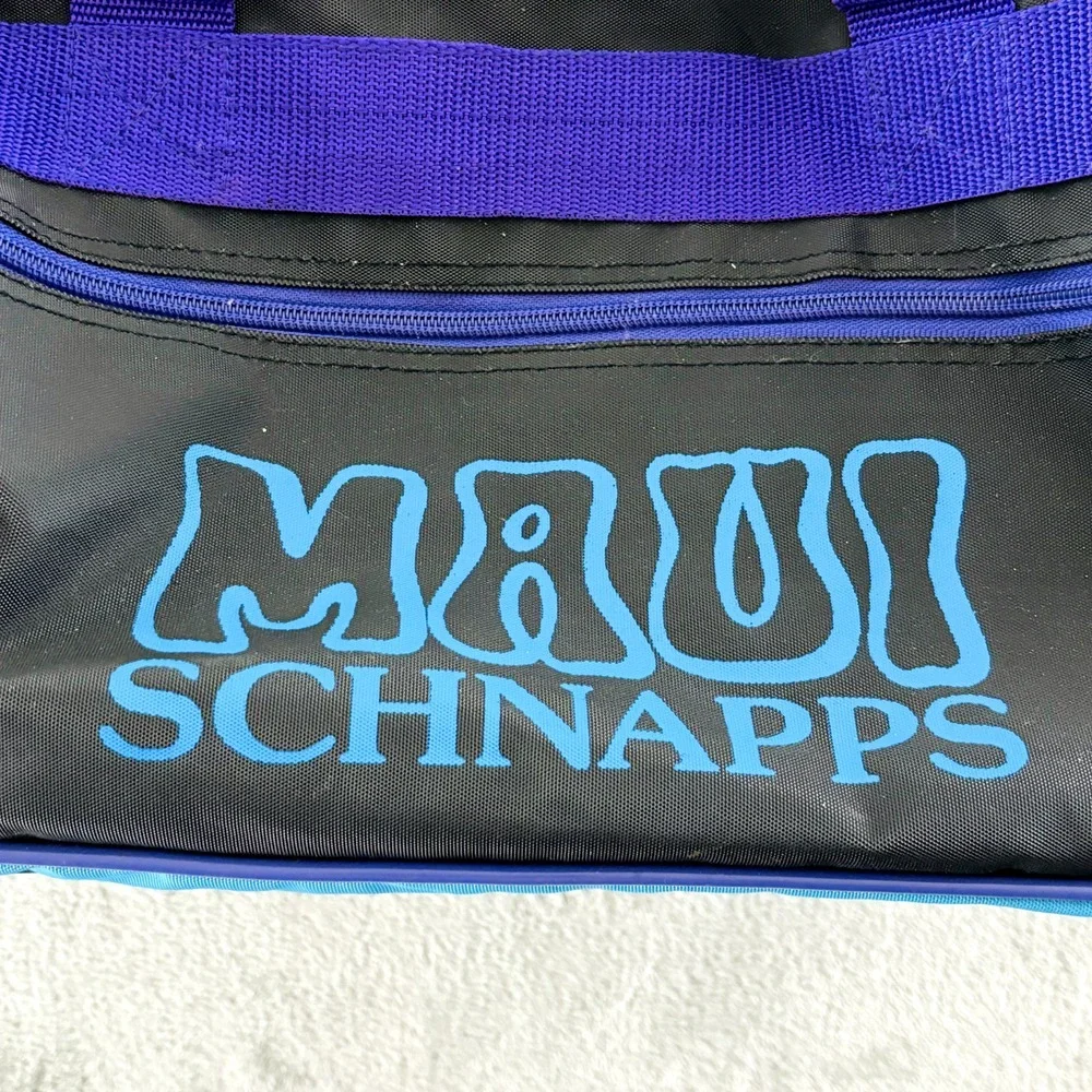 Vintage Maui Schnapps Duffel Bag Black Purple Aqua Blue Nylon Tote‎ 90s Y2K
